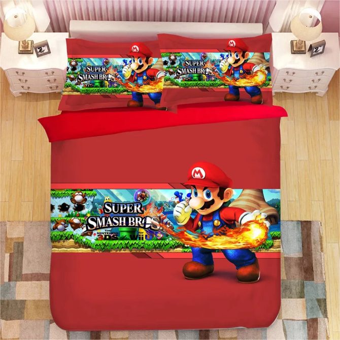 Cozy Super Smash Bros Bedding Set - Vibrant Mario Design For Gamers - Twin/Queen Sizes