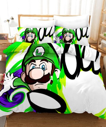 Vibrant Gamer Bedding Set - Cartoon Character Duvet Cover With Pillowcases For Kids & Teens