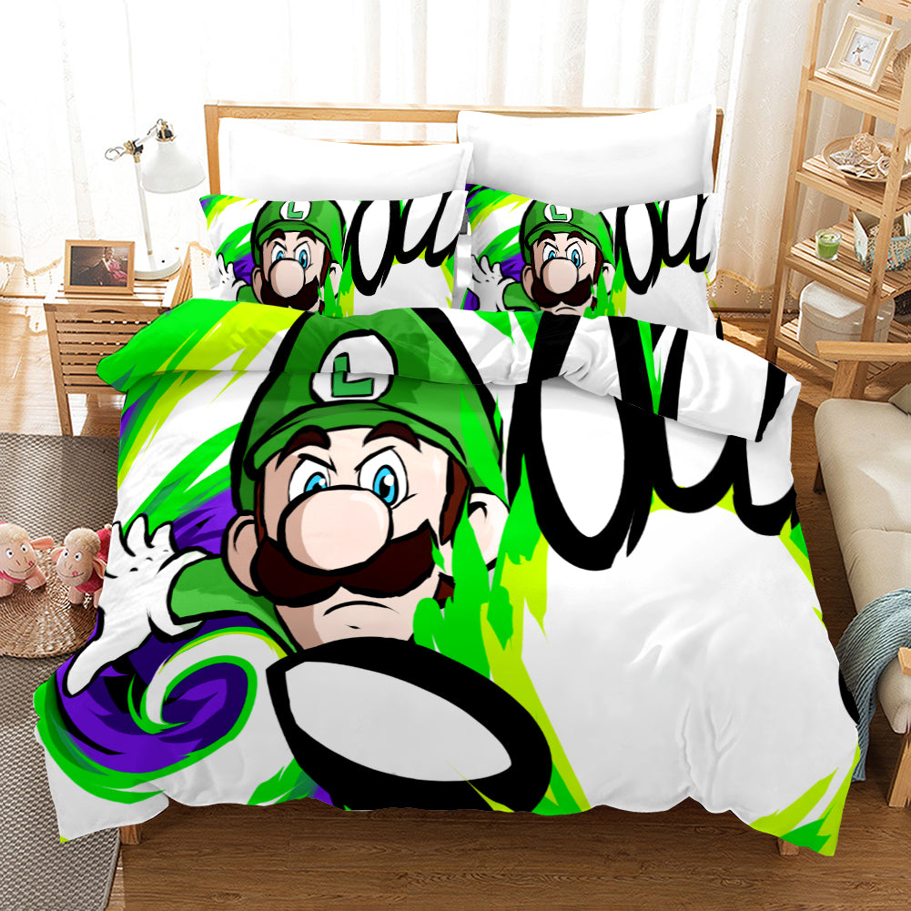 Vibrant Gamer Bedding Set - Cartoon Character Duvet Cover With Pillowcases For Kids & Teens