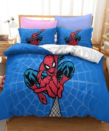 Cozy Spider Superhero Bedding Set - Kids Twin/Full Size - Vibrant Blue Web Design