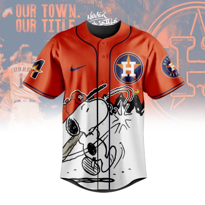 Customizable Houston Astros Snoopy Jersey – Personalized Name & Number – Limited Edition Fan Gear - Image 2