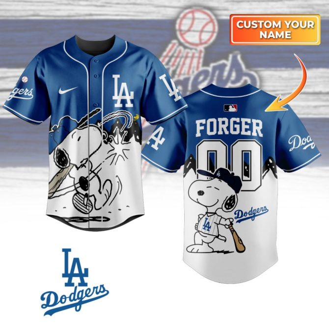 Custom La Dodgers Jersey With Snoopy Design - Personalize Your Name!