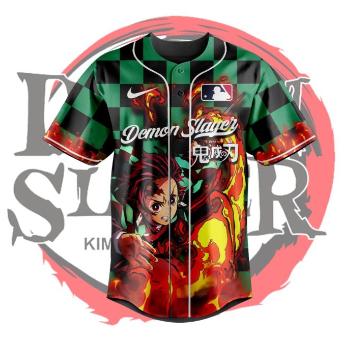 Customizable Demon Slayer Baseball Jersey – Anime Fan Apparel With Flames & Personalization - Image 2