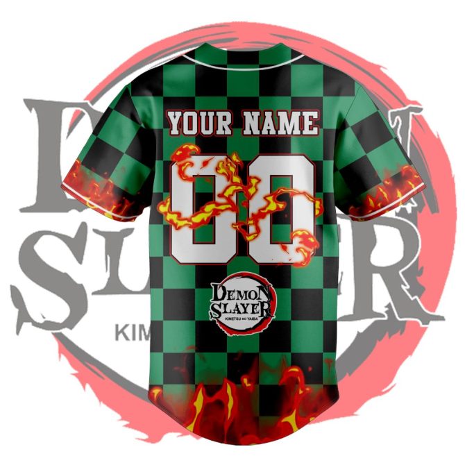 Customizable Demon Slayer Baseball Jersey – Anime Fan Apparel With Flames & Personalization - Image 3