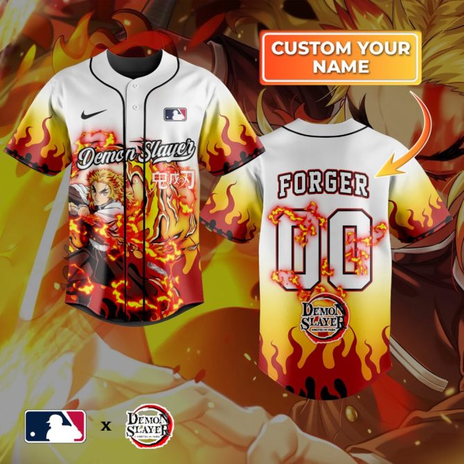 Custom Demon Slayer Baseball Jersey – Personalize Your Name & Number – Anime Fan Gift