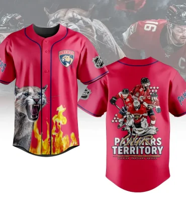 Florida Panthers Fan Jersey - Bold Design With Fierce Panther & Flames - Show Your Team Pride!