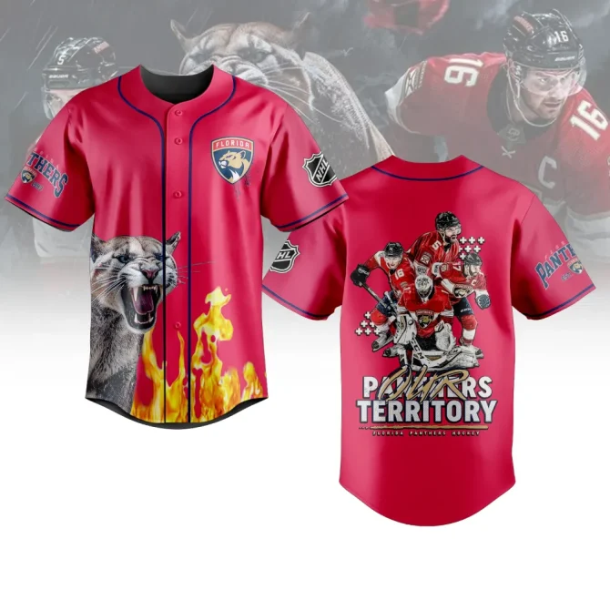 Florida Panthers Fan Jersey - Bold Design With Fierce Panther & Flames - Show Your Team Pride!