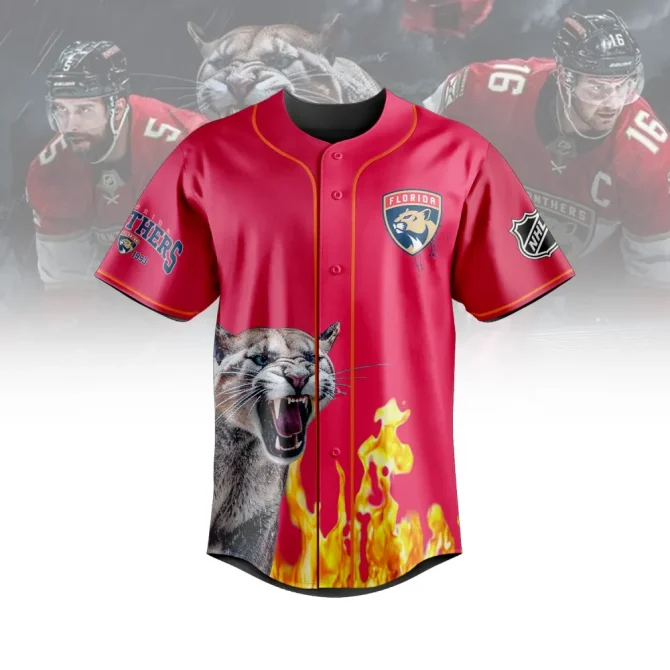 Florida Panthers Fan Jersey - Bold Design With Fierce Panther & Flames - Show Your Team Pride! - Image 2