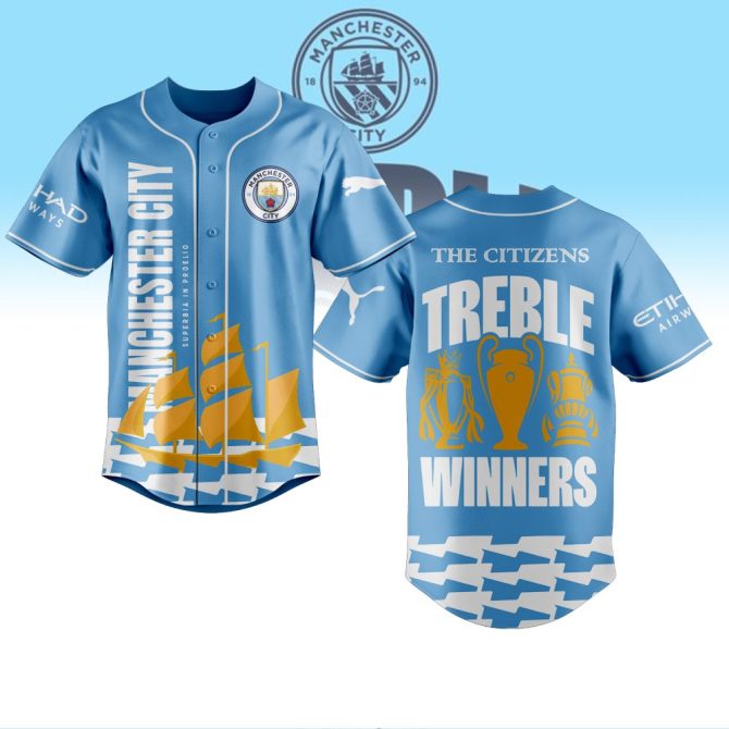 Manchester City Treble Winners Baseball Jersey - Celebrate Champions In Style!
