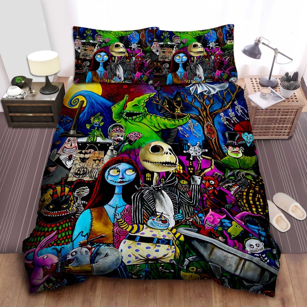 Vibrant Halloween-Themed Bedding Set - Spooky Characters & Colorful Design For Ultimate Bedroom Style