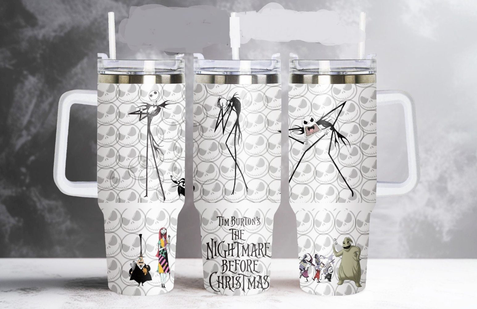 Nightmare Before Christmas Travel Mug - Insulated Tumbler With Handle & Straw - Perfect Gift!