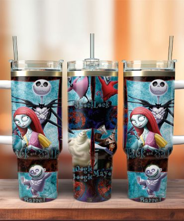 Nightmare Before Christmas Tumbler – Insulated Mug With Straw , 20Oz , Jack & Sally Design