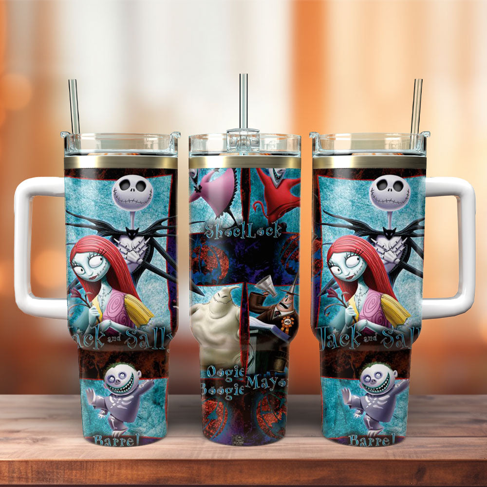 Nightmare Before Christmas Tumbler – Insulated Mug With Straw , 20Oz , Jack & Sally Design