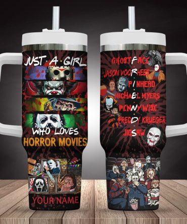 Horror Movie Fan Tumbler - Personalized Travel Mug With Iconic Characters Design