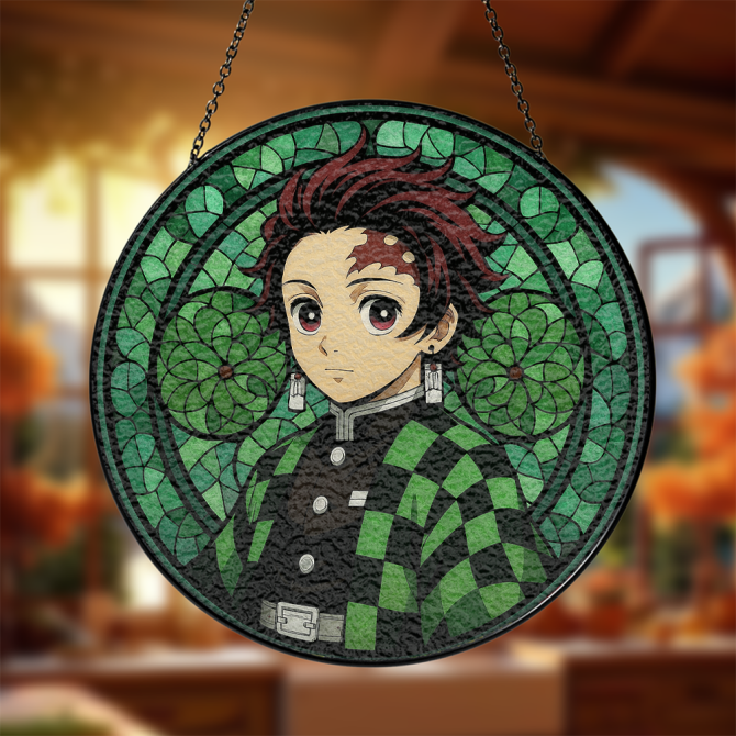 Anime Stained Glass Sun Catcher - Decorative Wall Art For Fans
