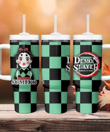 Demon Slayer Anime Tumbler Cup - Tanjiro Kamado Design, 20Oz Travel Mug With Lid & Straw