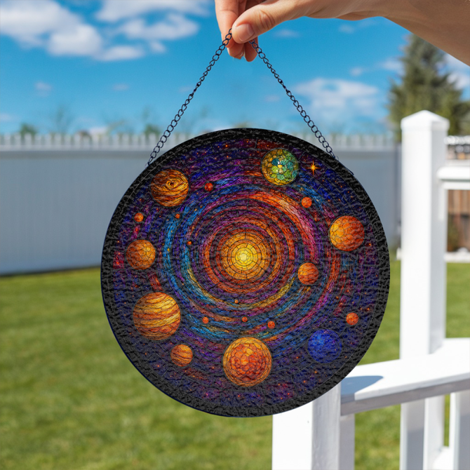 Stunning Solar System Stained Glass Suncatcher - Vibrant Cosmic Wall Art For Home Decor - Image 2