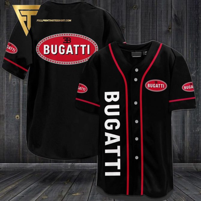Stylish Bugatti Baseball Jersey - Black & Red Sportswear For Fans
