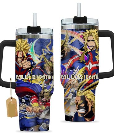 All Might Anime Travel Mug – Insulated Stainless Steel Tumbler With Handle & Straw – Perfect Gift For Fans