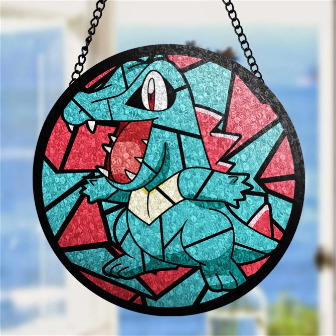 Colorful Stained Glass Style Crocodile Suncatcher - Unique Home Decor Gift - Image 5