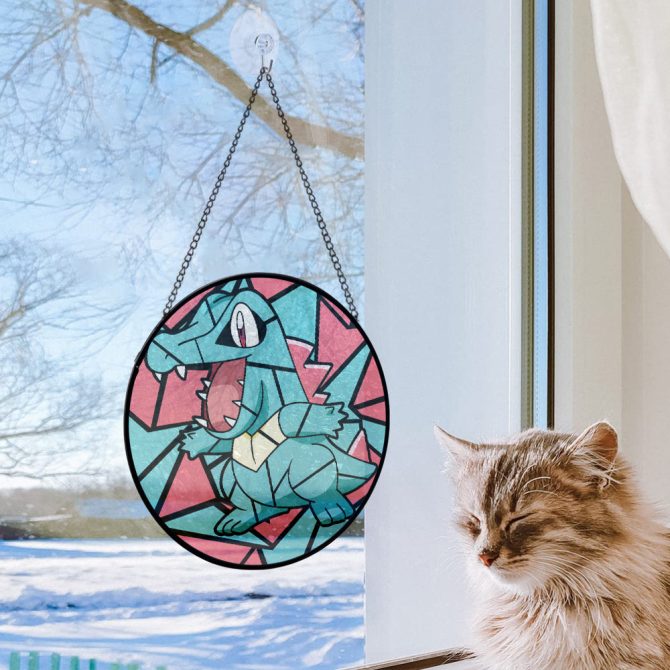 Colorful Stained Glass Style Crocodile Suncatcher - Unique Home Decor Gift - Image 3