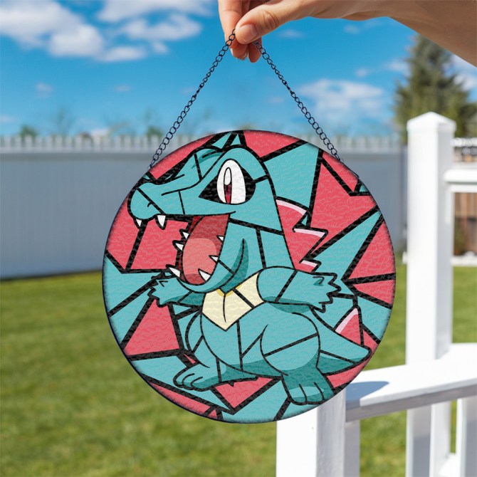 Colorful Stained Glass Style Crocodile Suncatcher - Unique Home Decor Gift - Image 2