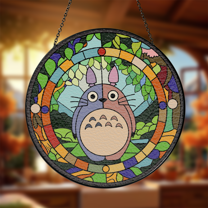 Charming Stained Glass Suncatcher - Whimsical Forest Creature Design For Home Décor