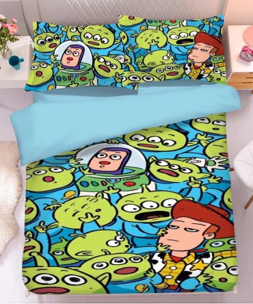 Cartoon Alien & Cowboy Bedding Set - Fun & Cozy Twin Duvet Cover For Kids