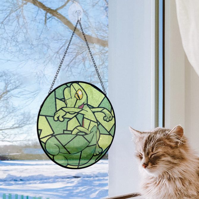 Vibrant Stained Glass Style Green Lizard Hanging Plaque - Perfect For Home Décor - Image 5