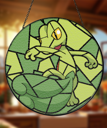 Vibrant Stained Glass Style Green Lizard Hanging Plaque - Perfect For Home Décor