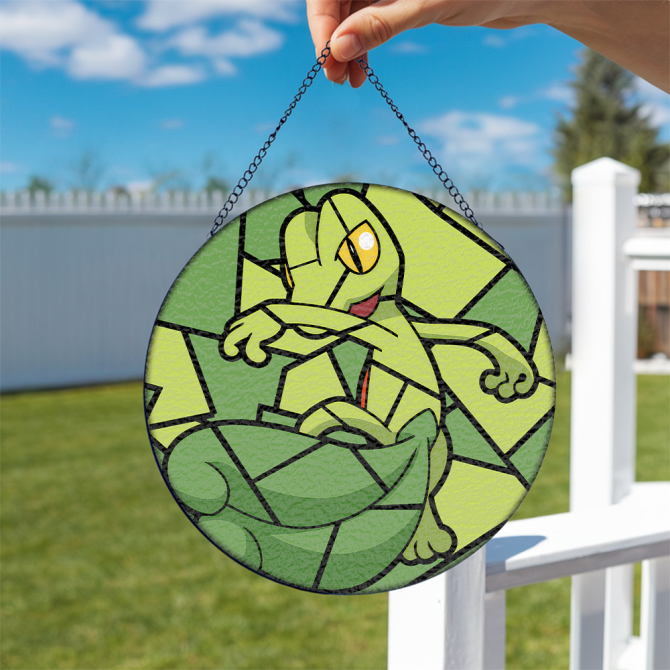 Vibrant Stained Glass Style Green Lizard Hanging Plaque - Perfect For Home Décor - Image 2