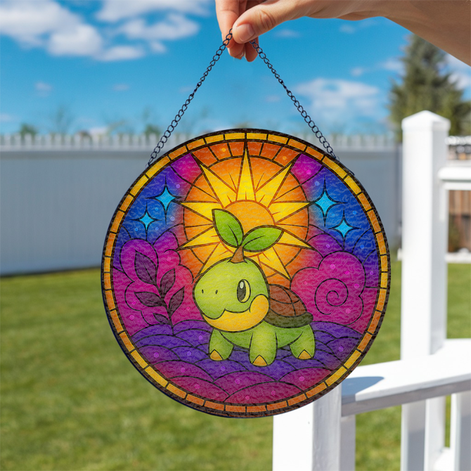 Colorful Stained Glass Suncatcher - Cute Turtle Design For Home Decor - Image 2