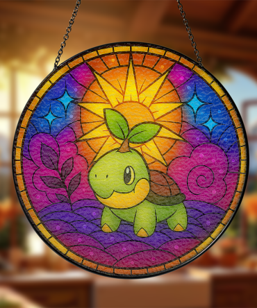 Colorful Stained Glass Suncatcher - Cute Turtle Design For Home Decor