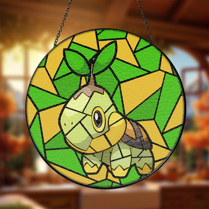 Stained Glass Style Green Turtle Suncatcher - Vibrant Window Decor For Nature Lovers