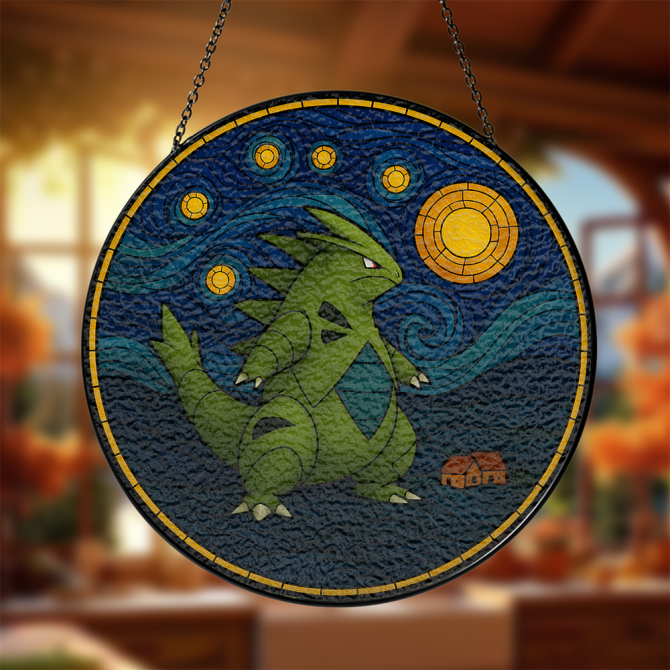 Starry Night Dragon Stained Glass Suncatcher - Unique Home Décor Gift