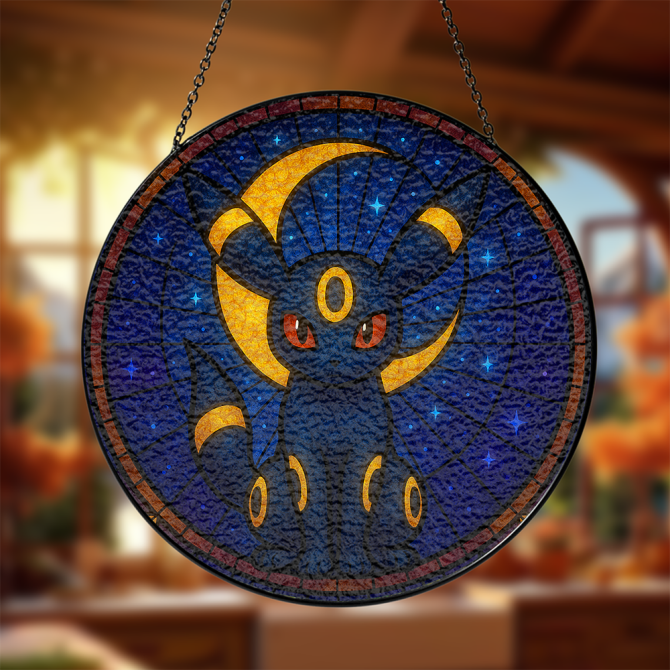Enchanting Moonlit Cat Stained Glass Art - Handmade Window Hanging Decor For Home & Gifts