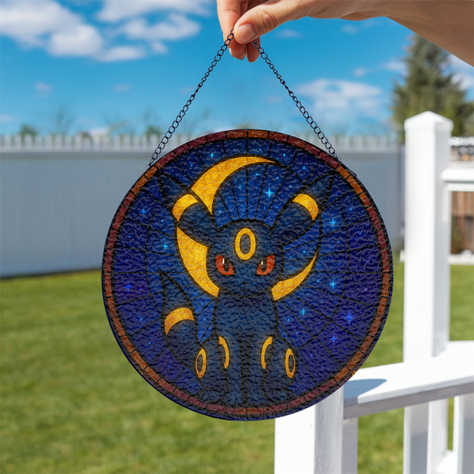Enchanting Moonlit Cat Stained Glass Art - Handmade Window Hanging Decor For Home & Gifts - Image 2