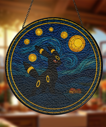 Enchanting Stained Glass Art - Moonlit Night Animal Design Suncatcher