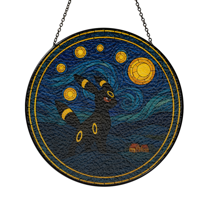 Enchanting Stained Glass Art - Moonlit Night Animal Design Suncatcher - Image 3