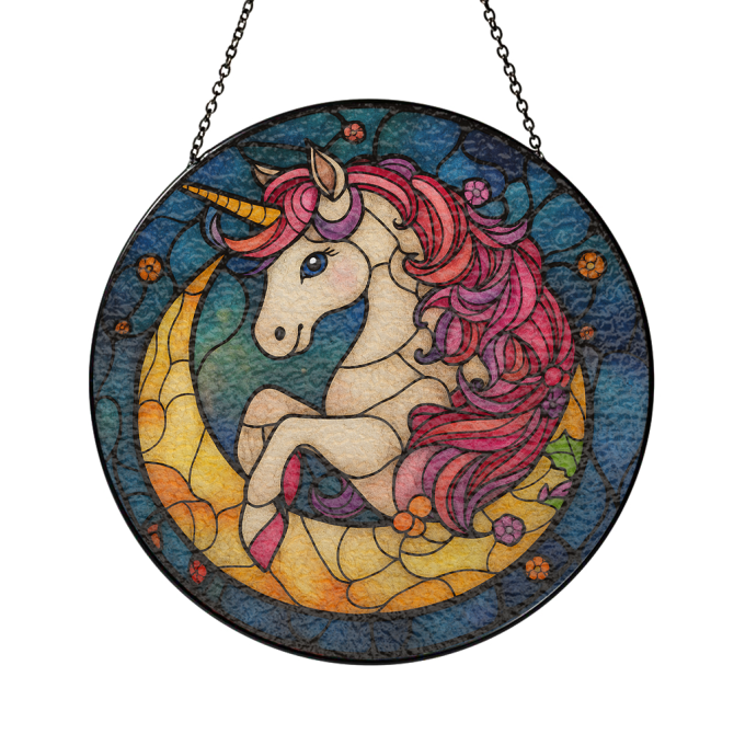 Enchanting Unicorn Stained Glass Suncatcher – Handcrafted Window Decor For Magical Home Ambiance - Image 3