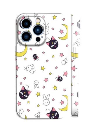 Adorable Cat & Bunny Iphone Case - Cute Starry Night Design - Protective & Stylish Cover