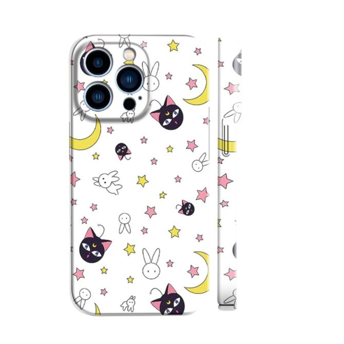 Adorable Cat & Bunny Iphone Case - Cute Starry Night Design - Protective & Stylish Cover