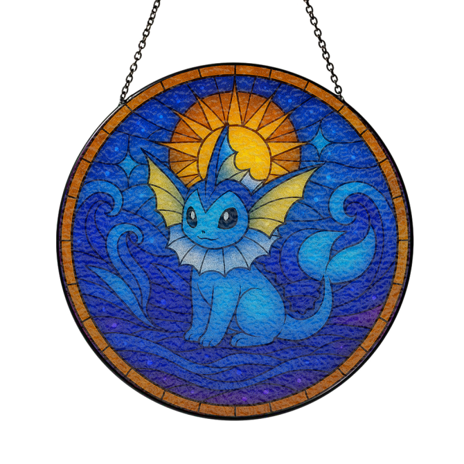 Vibrant Stained Glass Sun Catcher - Blue Creature Design For Home Decor - Image 3