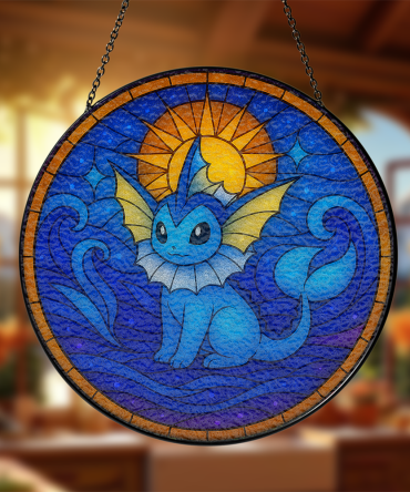 Vibrant Stained Glass Sun Catcher - Blue Creature Design For Home Decor