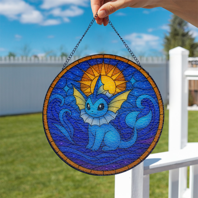 Vibrant Stained Glass Sun Catcher - Blue Creature Design For Home Decor - Image 2