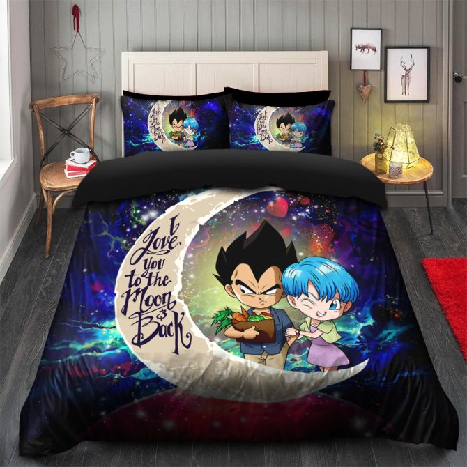 Anime Couple Galaxy Bedding Set - 'Love You To The Moon & Back' Design - Cozy & Vibrant - Image 2