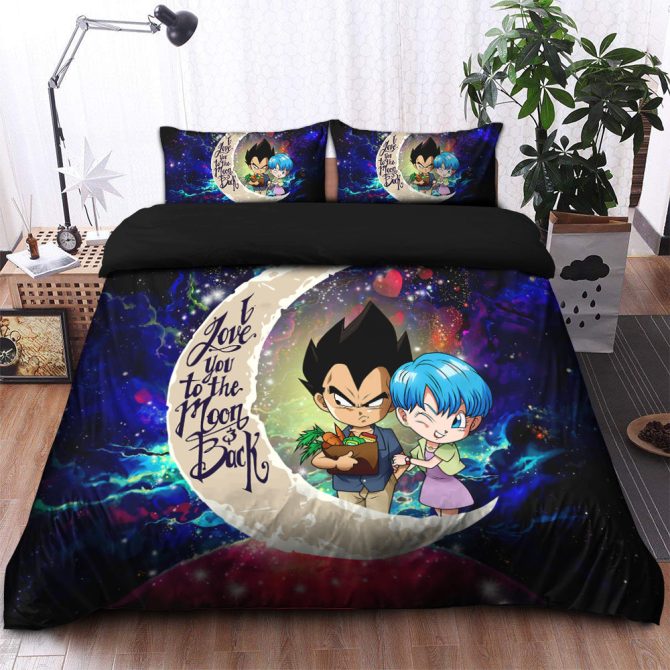 Anime Couple Galaxy Bedding Set - 'Love You To The Moon & Back' Design - Cozy & Vibrant