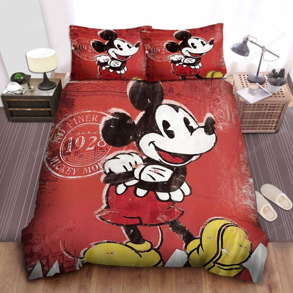 Vintage Mickey Mouse Bedding Set - Cozy Cotton Comfort, Perfect For Disney Lovers