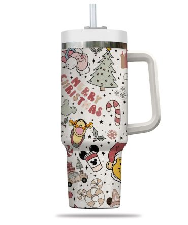 Festive Christmas Travel Mug With Handle – Cute Holiday Design, Insulated & Durable
