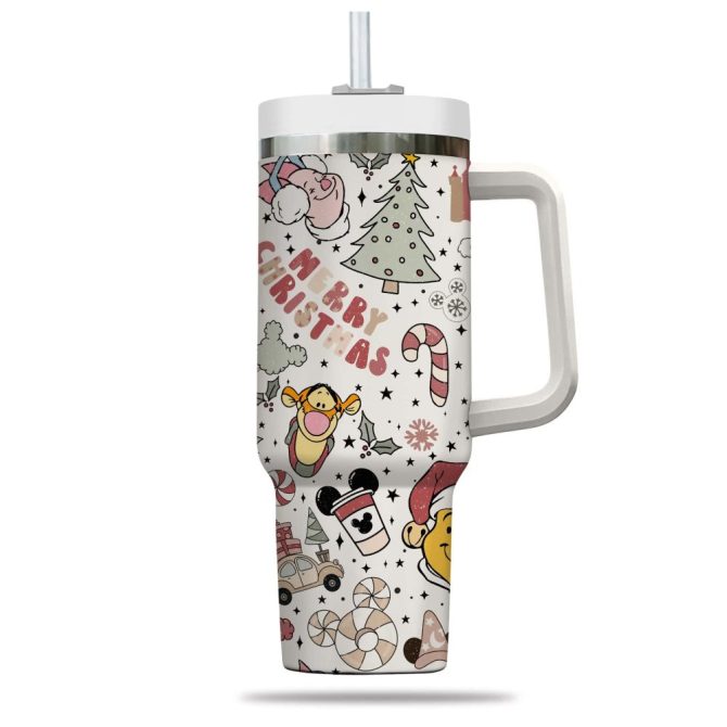 Festive Christmas Travel Mug With Handle – Cute Holiday Design, Insulated & Durable